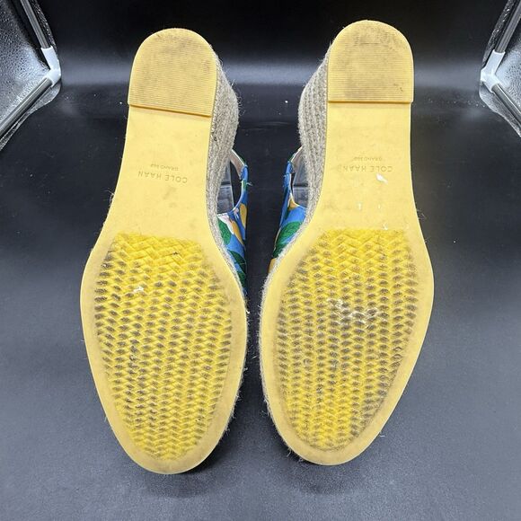 Cole Haan Womens Size 7B Lemon Printed Slingback Espadrille Heels Shoes W27457 - Picture 7 of 7